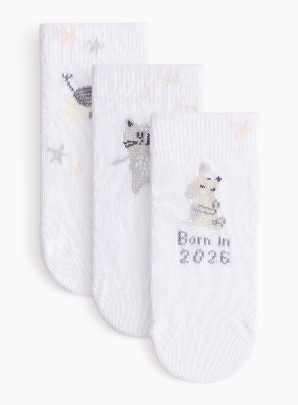 Born In 2026 Design Socks 3 Pack 6-12 months - Image 1 thumbnail